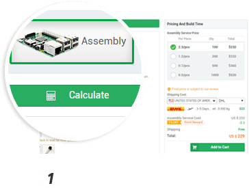 Get instant online quotes for PCB assembly by filling in the quantity